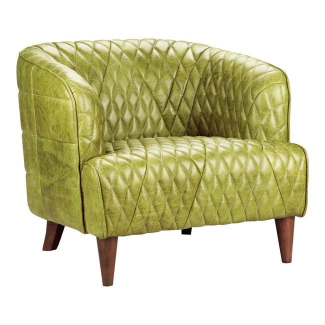 Magdelan Tufted Leather Arm Chair - Emerald