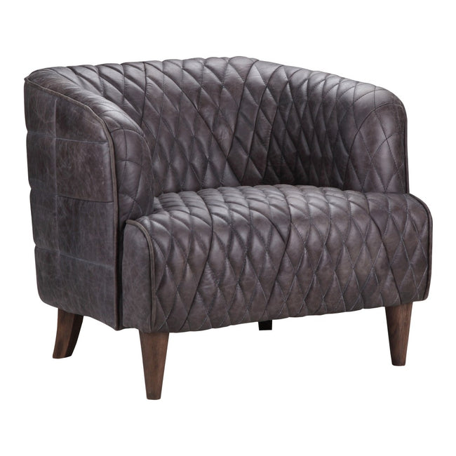 Magdelan Tufted Leather Arm Chair - Antique Ebony