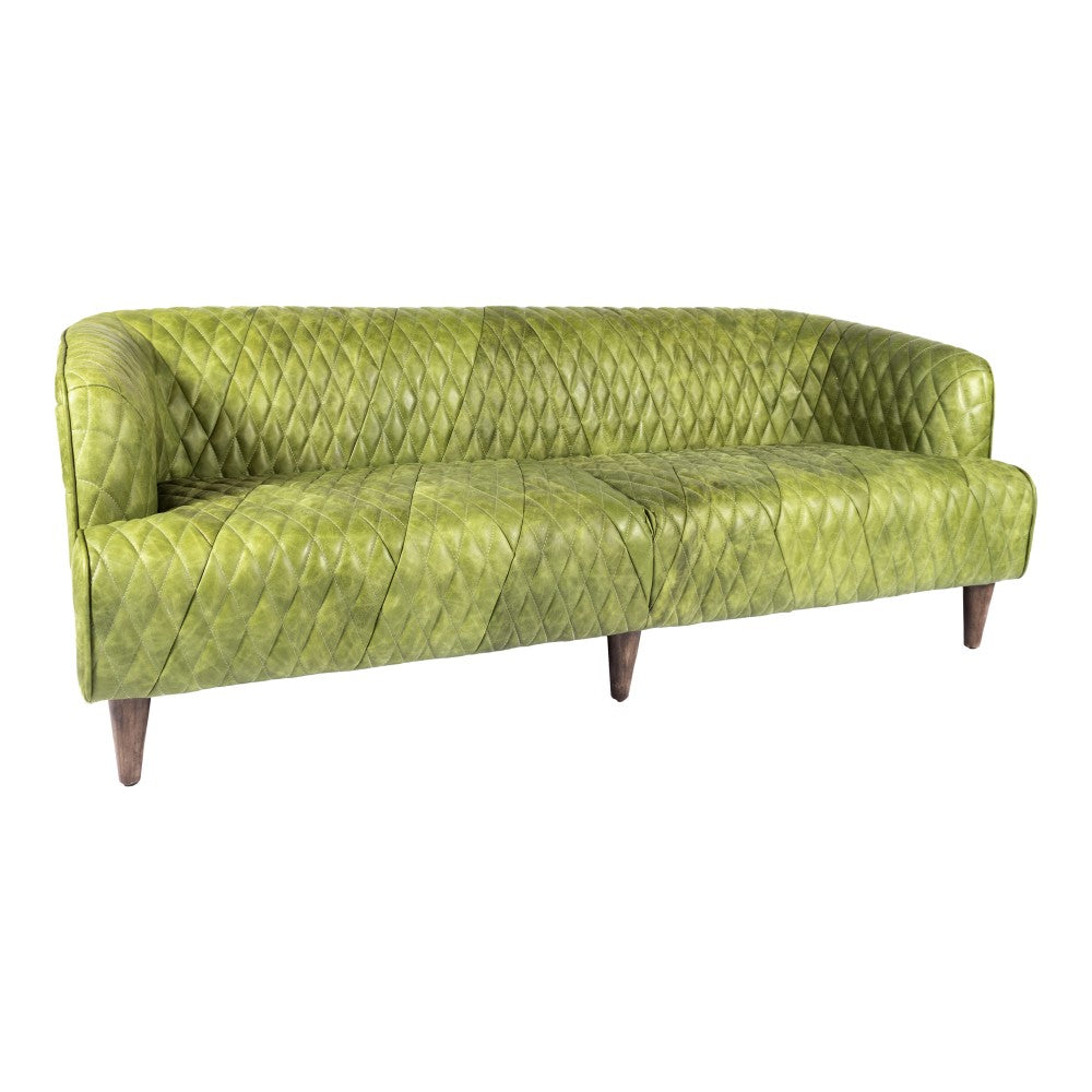 Magdelan Tufted Leather Sofa - Emerald