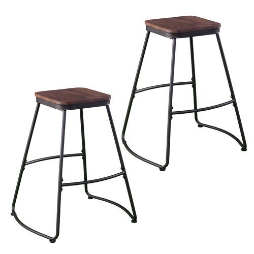 Roldan 30" Bar Stool - Set of 2, Matte Black