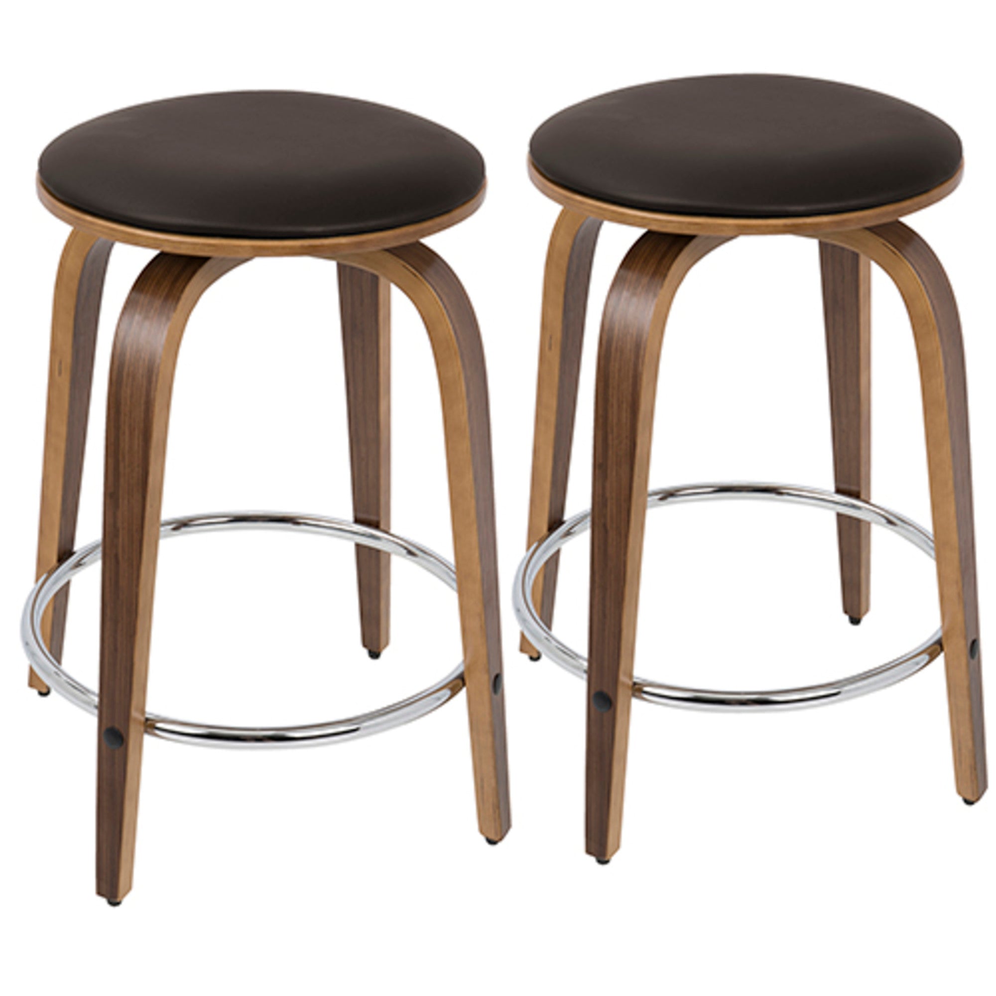 Porto 24.5" Counter Stools - Set of 2, Chrome Footrest