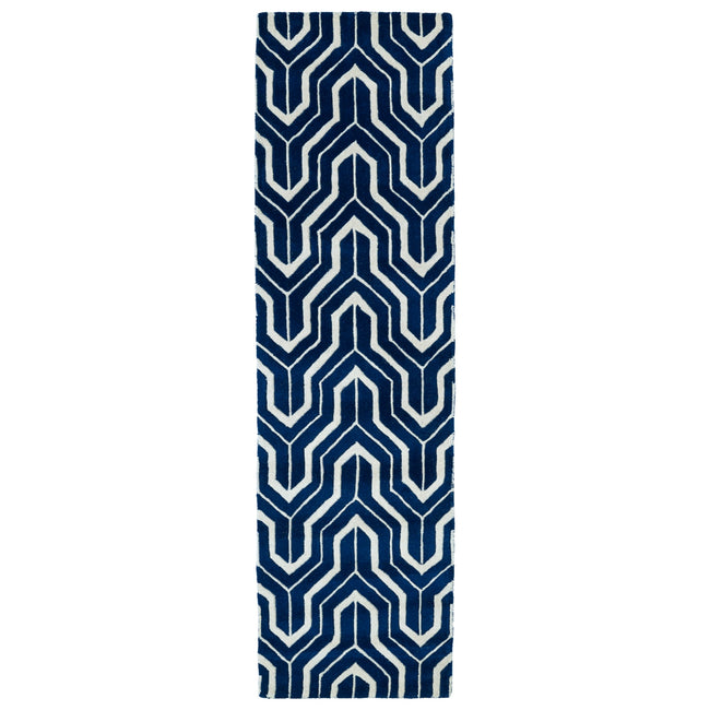 Revolution Hand Tufted Runner - 2'3" x 8', Navy, REV01