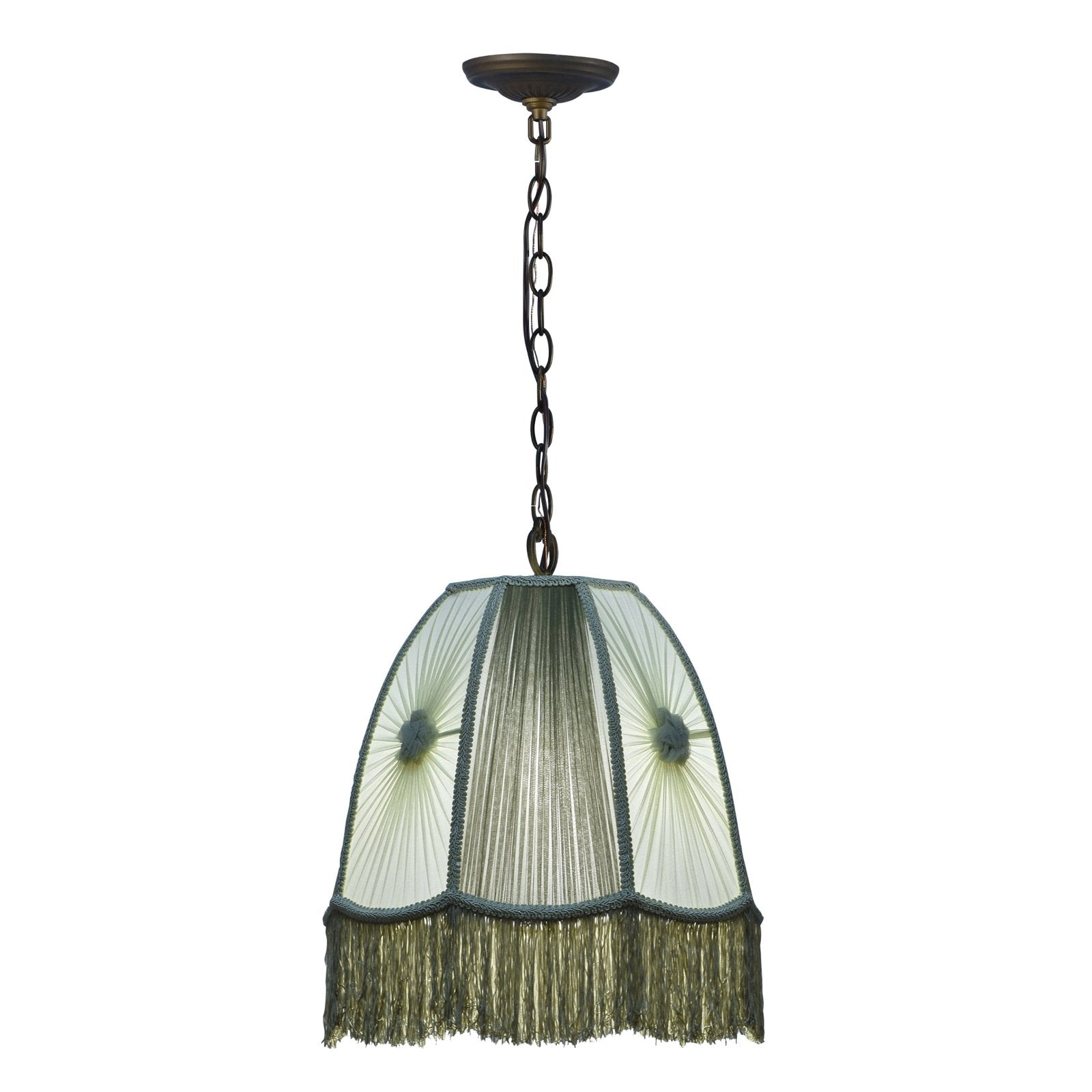 Springdale 14" W Russell Green Victorian Silk Shade Pendant