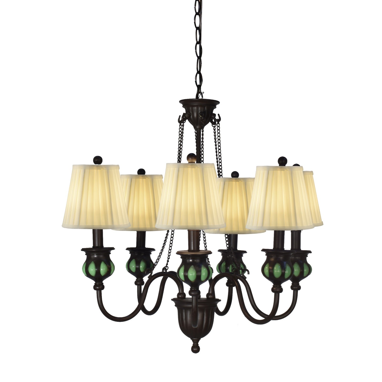 Springdale 27" W 6-Light Green Hand Blown Art Glass Chandelier