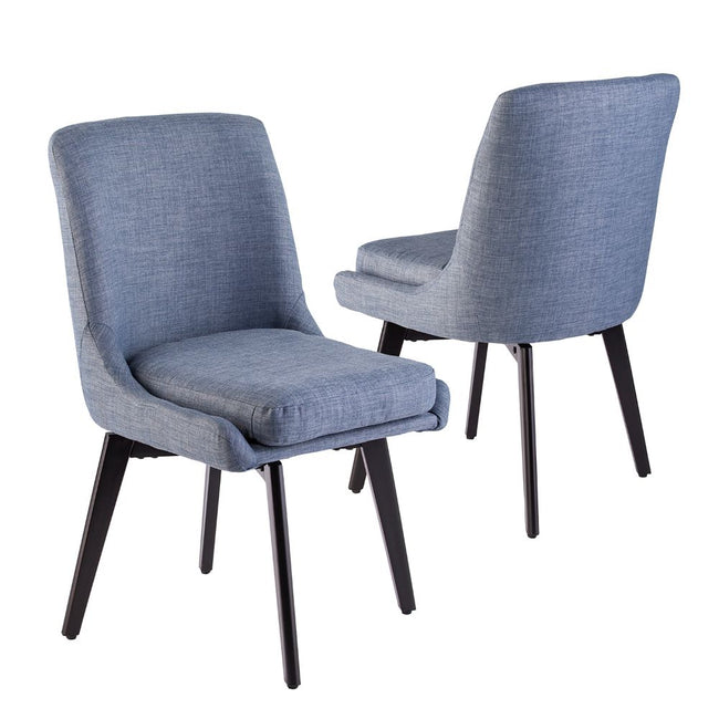 Pair Shayla Upholstered Swivel Chairs - Denim Blue