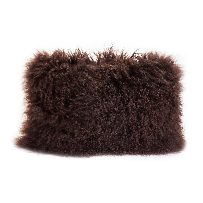 Lamb Fur Rectangular Pillow - Dark Brown