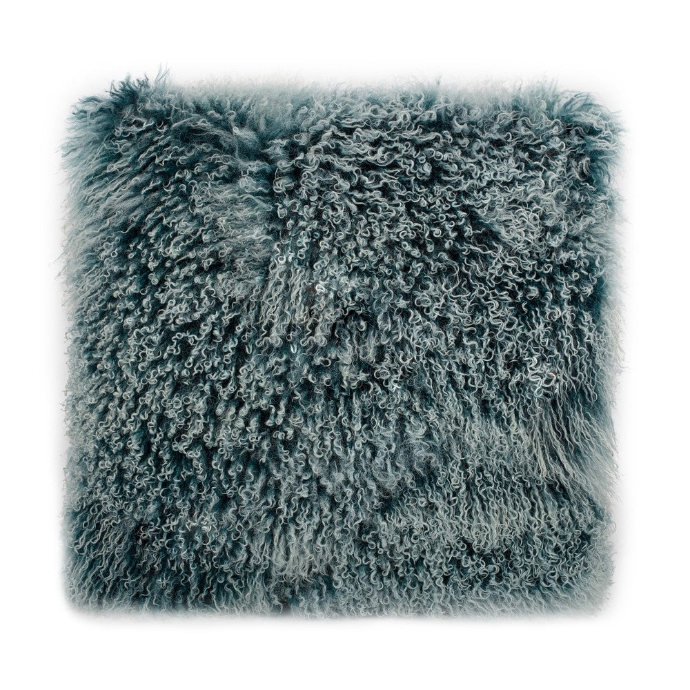 Lamb Fur Pillow - Teal Snow