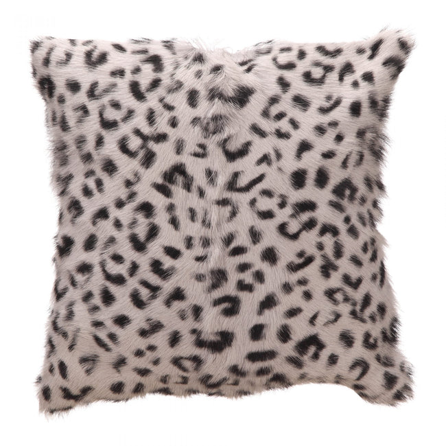 Spotted Goat Fur Pillow - Gray Leopard