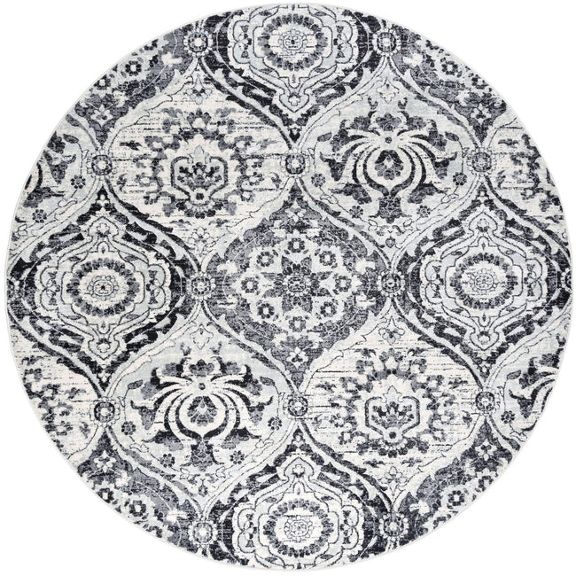 Beatrice Transitional Geometric Gray Round Area Rug - 5'3" Round