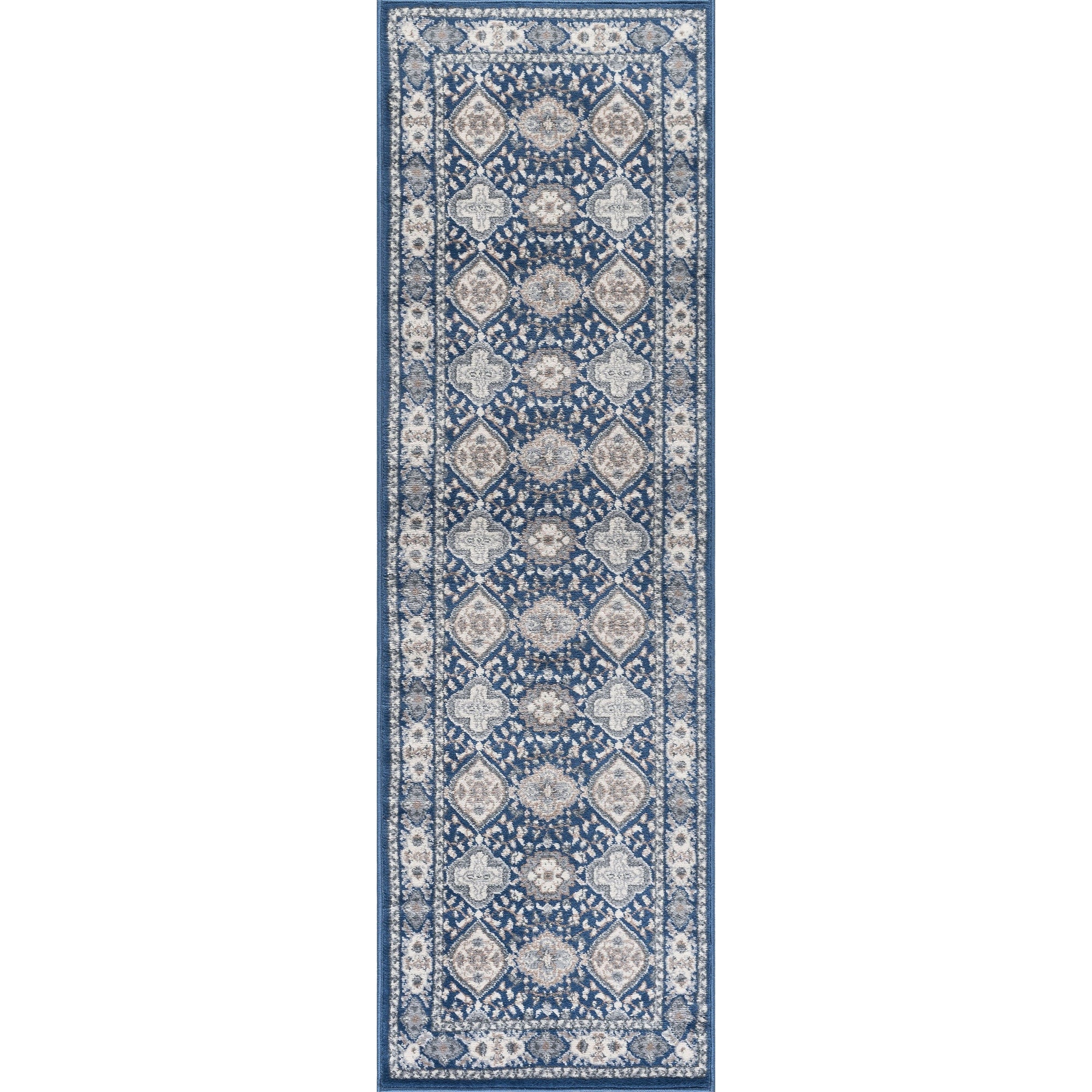 Syracuse Traditional Oriental Navy Runner Rug  - 2'3" x 10'