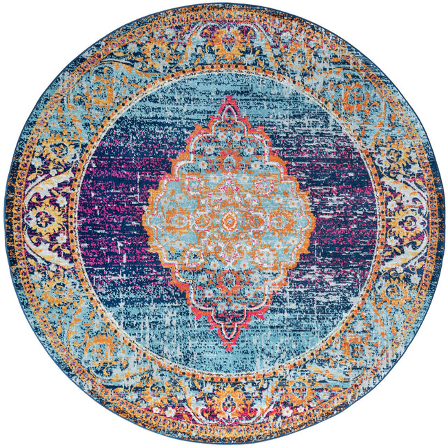 Zendaya Transitional Medallion Multi-Color Round Area Rug - 6'8" Round