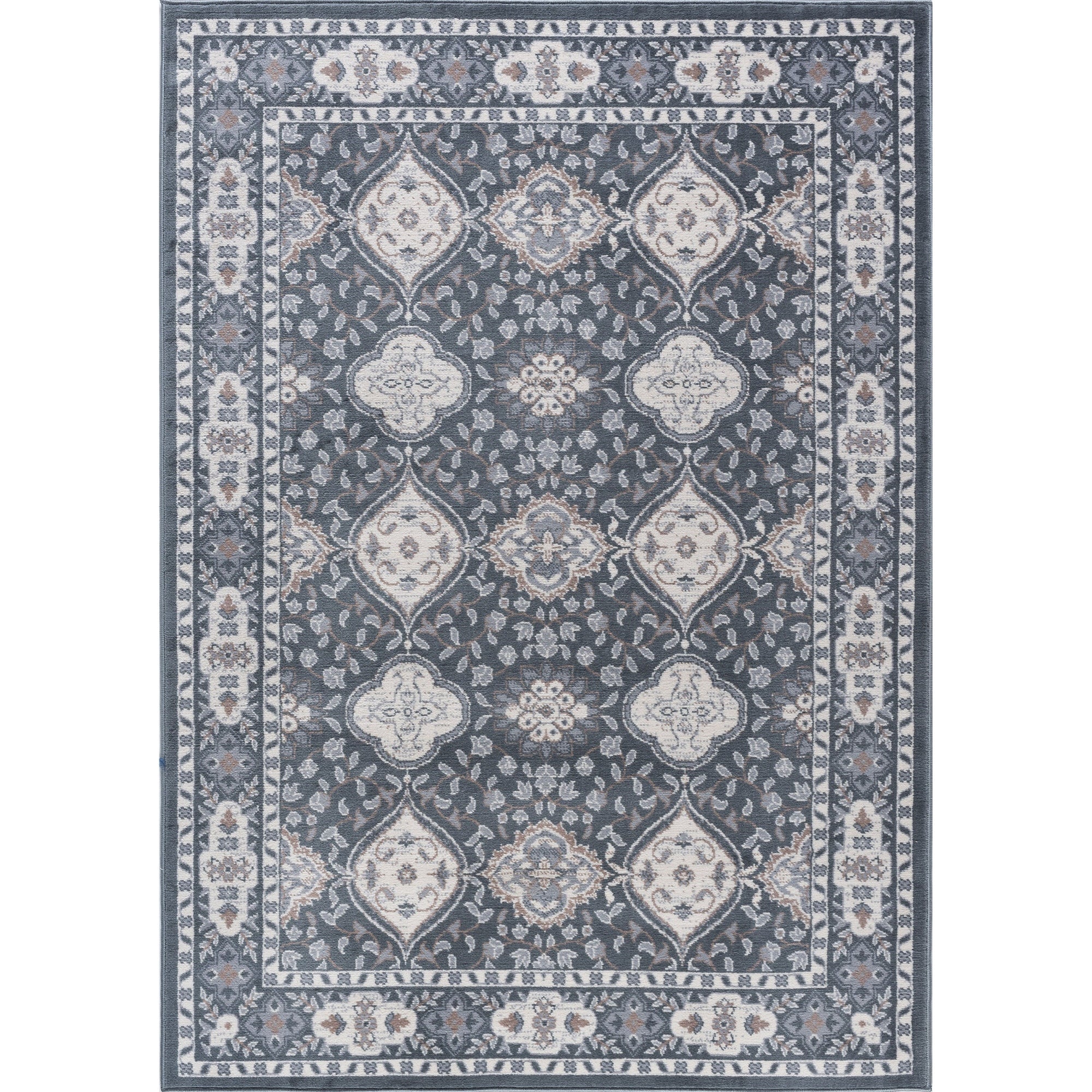 Syracuse Traditional Oriental Dark Gray Rectangle Area Rug  - 5' x 7'