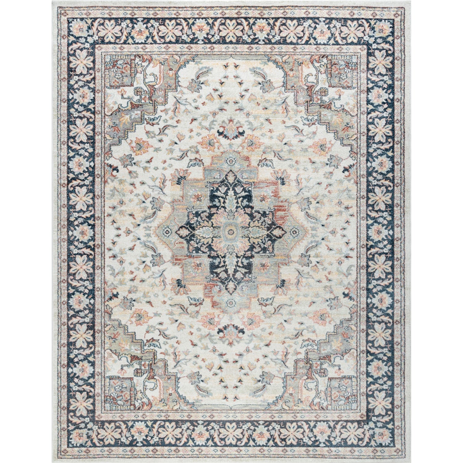 Londyn Traditional Oriental Cream Rectangle Area Rug  - 5'3" x 7'3"