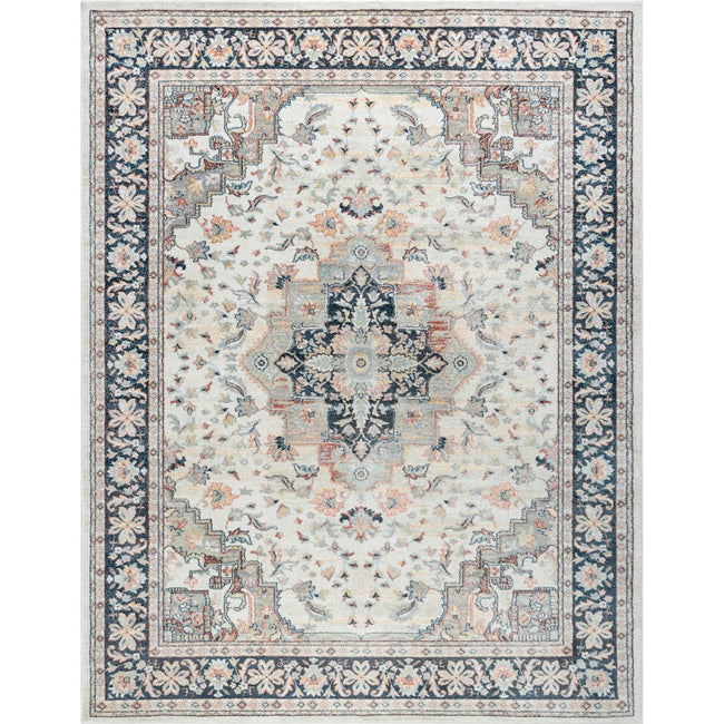 Londyn Traditional Oriental Cream Rectangle Area Rug  - 5'3" x 7'3"