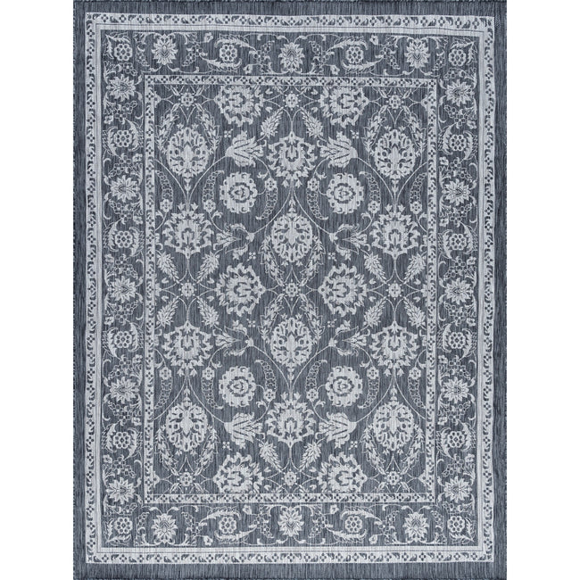 Mavie Traditional Border Charcoal Rectangle Area Rug  - 3'11" x 5'3"