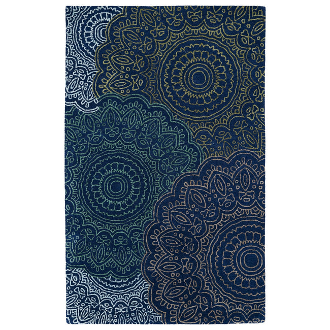 Divine Hand-Tufted Area Rug - 5' x 7'9", Navy, DIV03