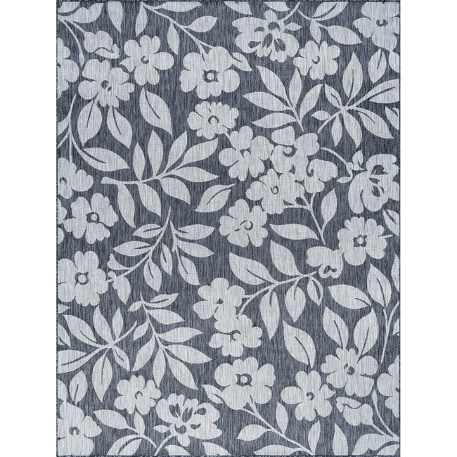 Neveah Contemporary Floral Charcoal Rectangle Area Rug  - 3'11" x 5'3"