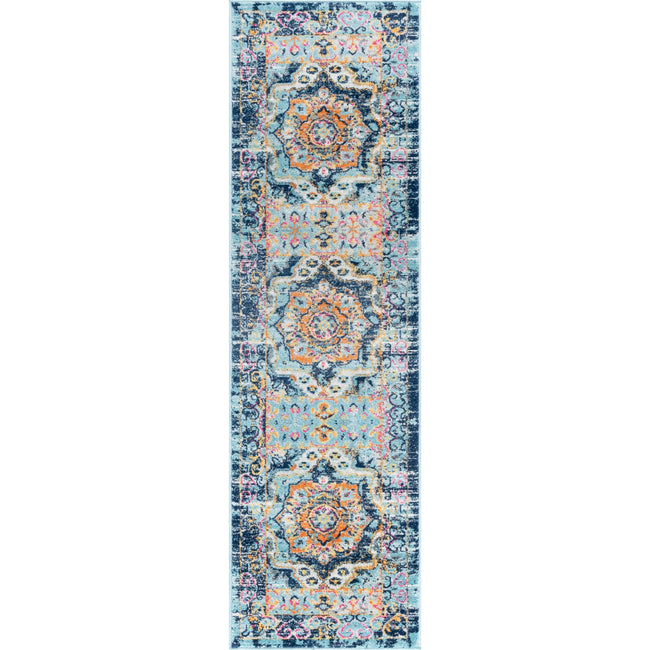 Veriana Transitional Medallion Multi-Color Runner Rug  - 2'3" x 7'6"