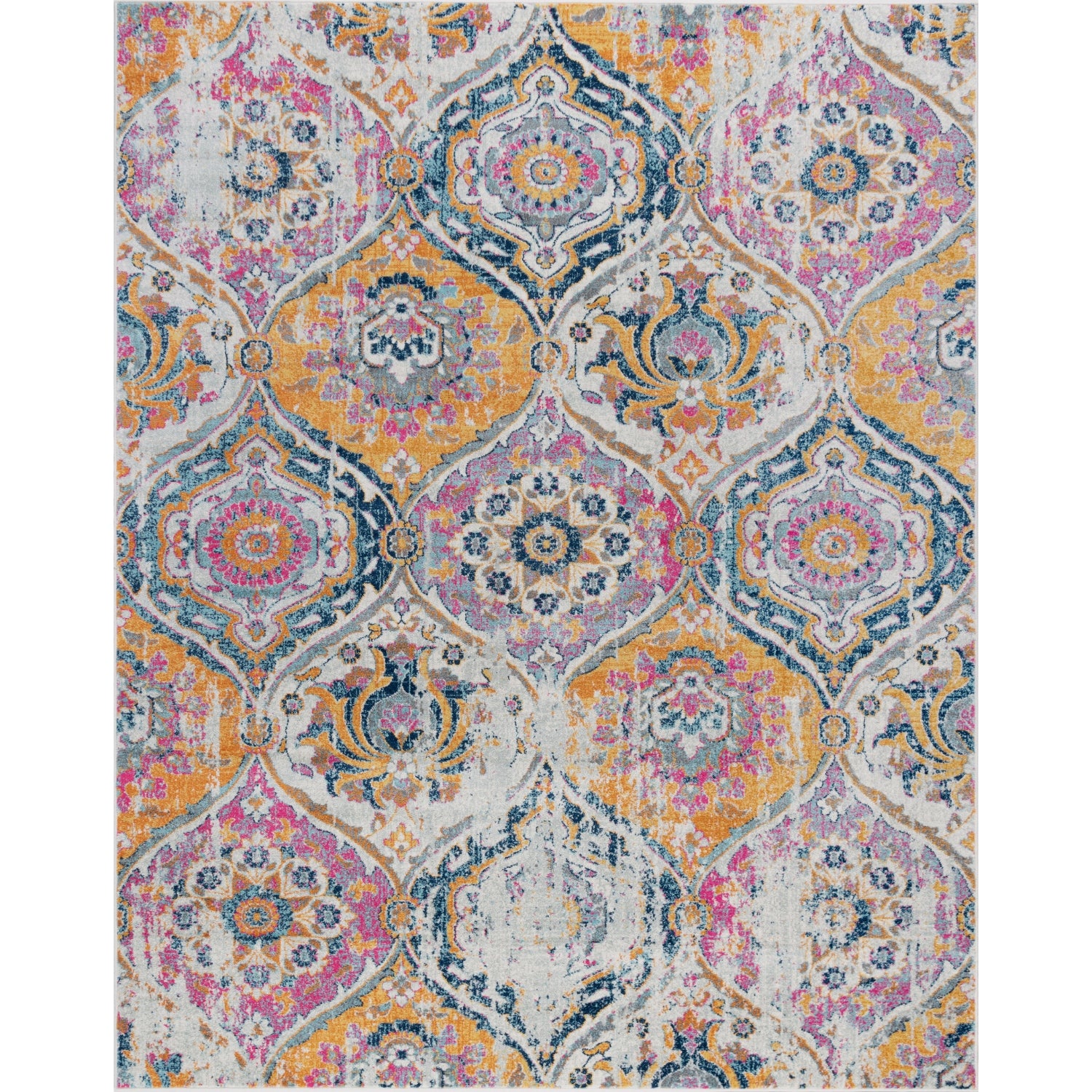 Beatrice Transitional Geometric Pink Rectangle Area Rug  - 5'3" x 7'3"