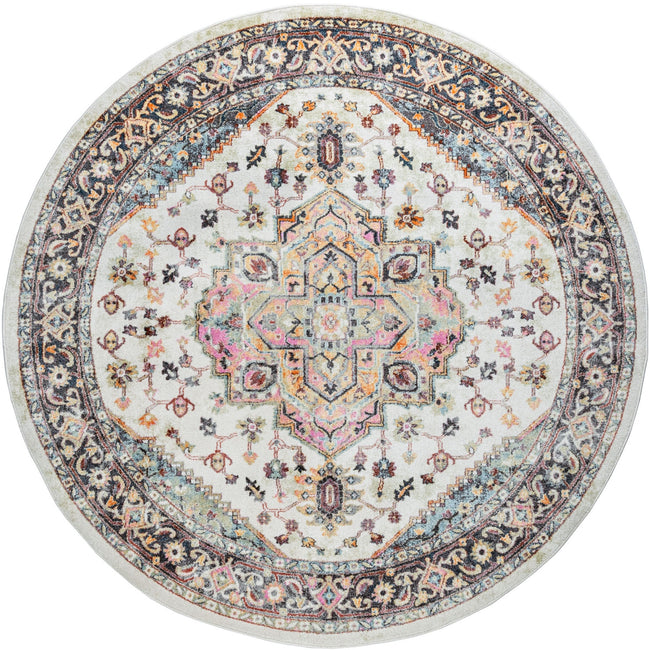 Kinsley Traditional Oriental Brown Round Area Rug - 5'3" Round