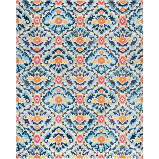 Eloise Transitional Damask Multi-Color Rectangle Area Rug  - 5'3" x 7'3"