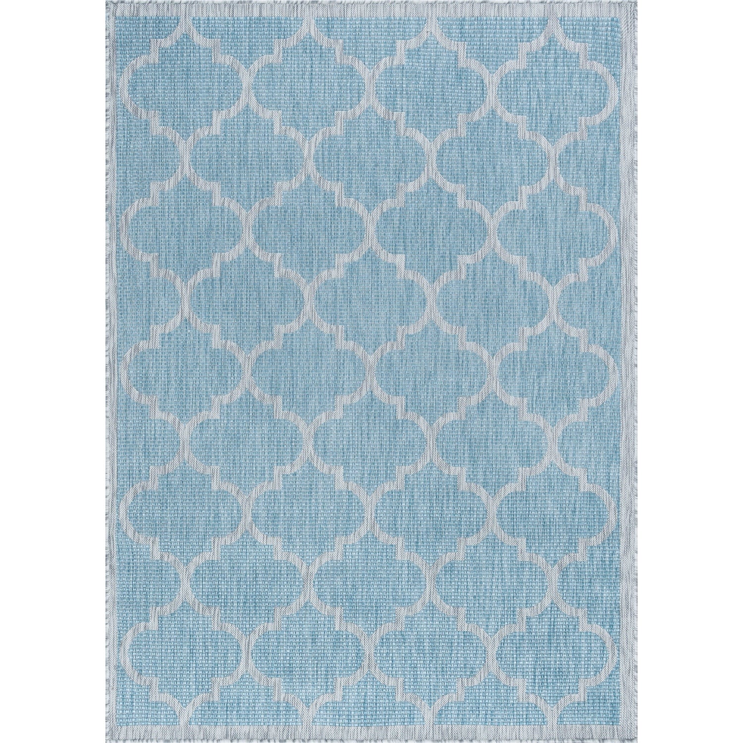 Irving Contemporary Geometric Aqua Rectangle Area Rug  - 3'11" x 5'3"