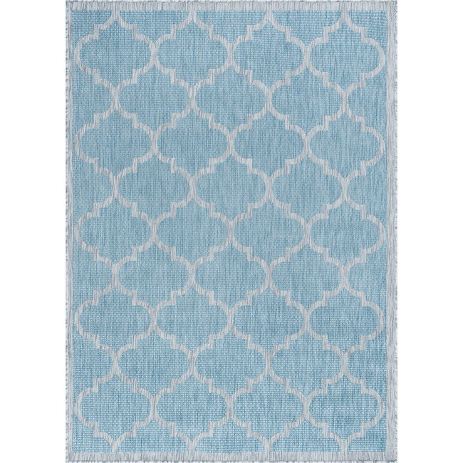 Irving Contemporary Geometric Aqua Rectangle Area Rug  - 3'11" x 5'3"