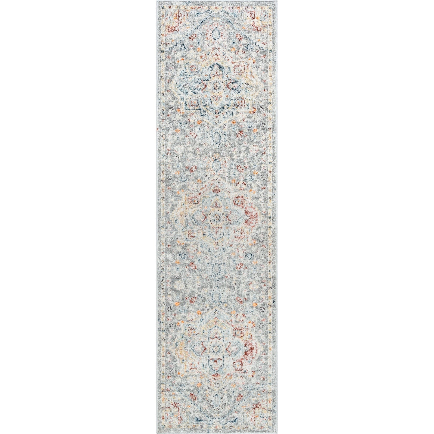 Kinsley Traditional Oriental Silver Runner Rug  - 2'3" x 12'