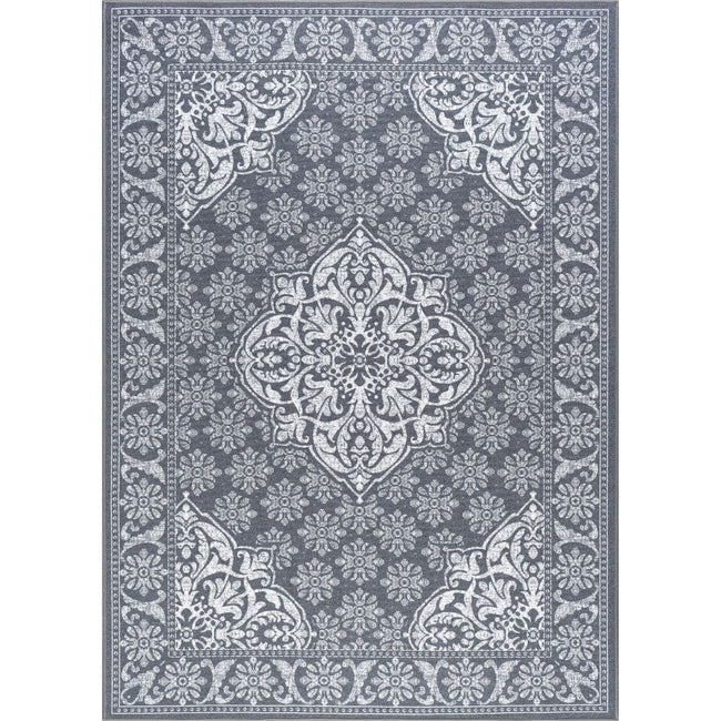 Francesca Traditional Oriental Charcoal Rectangle Area Rug  - 5' x 7'