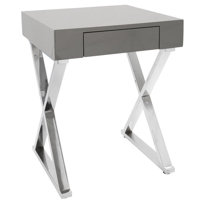 Luster Side Table - 24", Gray and Chrome