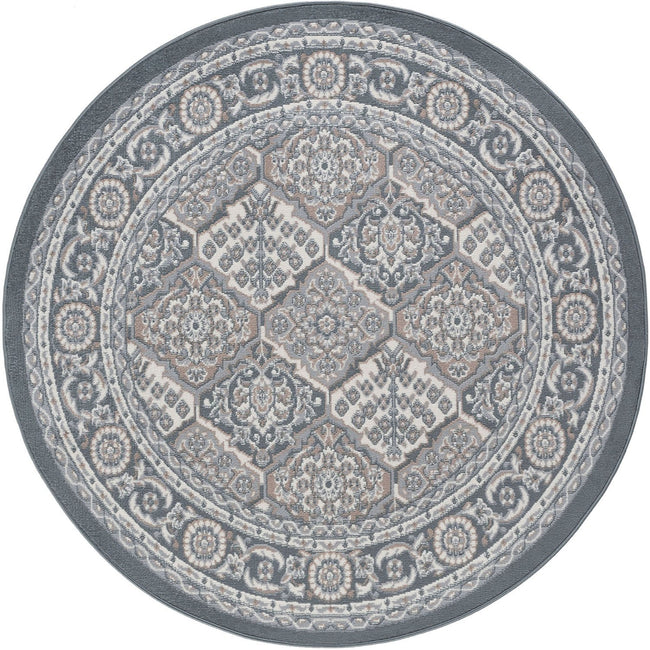 Oxnard Traditional Oriental Gray Round Area Rug - 7'10" Round