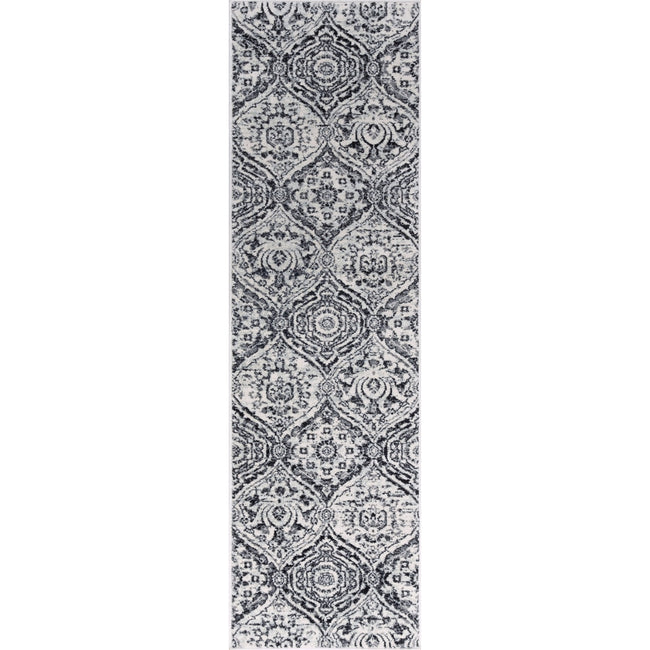 Beatrice Transitional Geometric Gray Runner Rug  - 2'3" x 7'6"