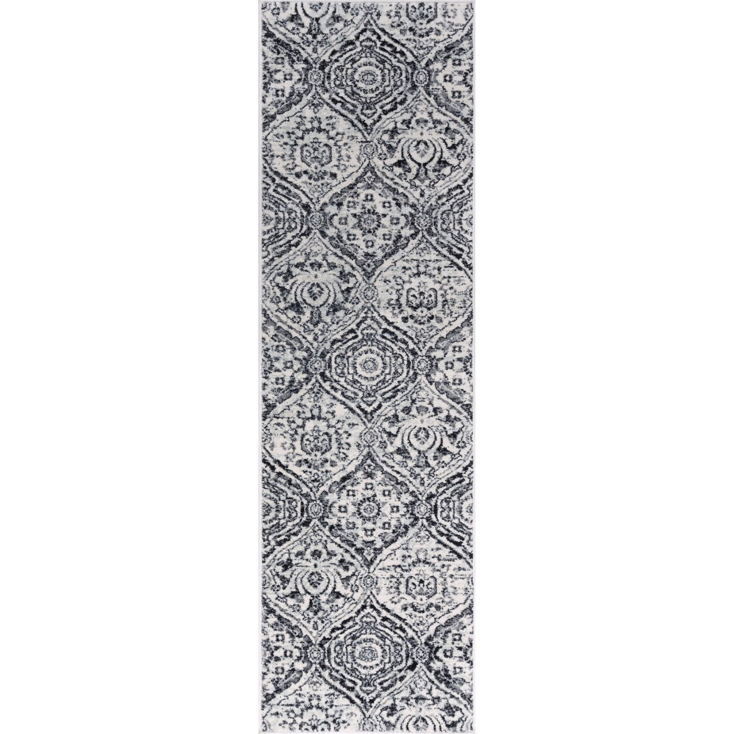 Beatrice Transitional Geometric Gray Runner Rug  - 2'3" x 9'10"