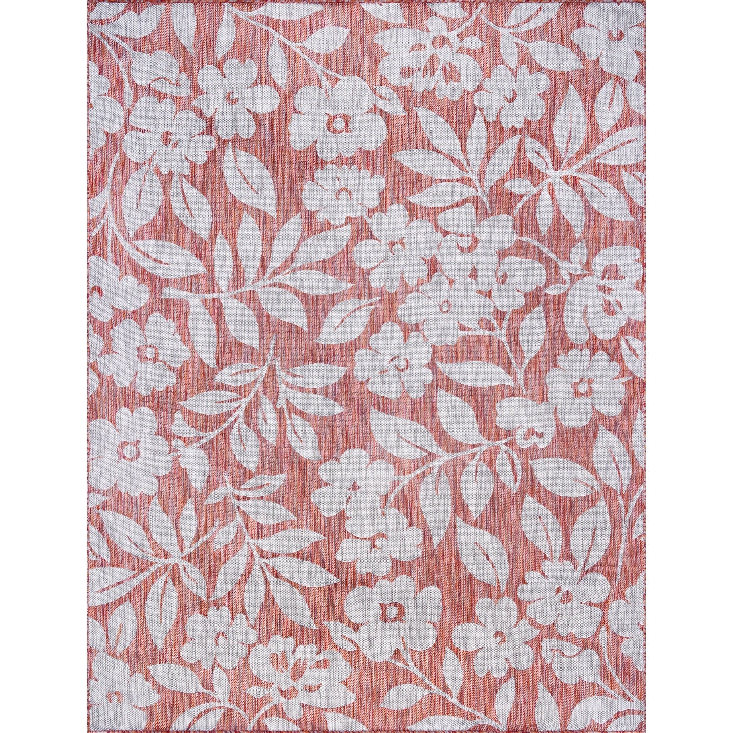 Neveah Contemporary Floral Terra Rectangle Area Rug  - 7'10" x 10'3"