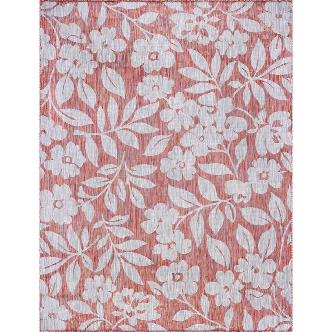 Neveah Contemporary Floral Terra Rectangle Area Rug  - 7'10" x 10'3"