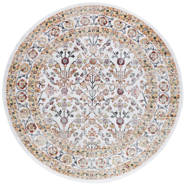 Lucia Traditional Oriental Beige Round Area Rug - 5'3" Round