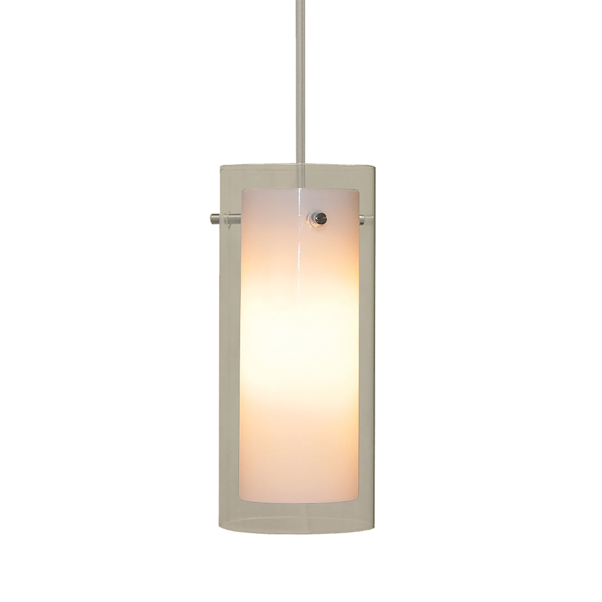 Tubolaire 12V Pendant. White Opal Inner W/Clear Outer Glass / Chrome Finish.