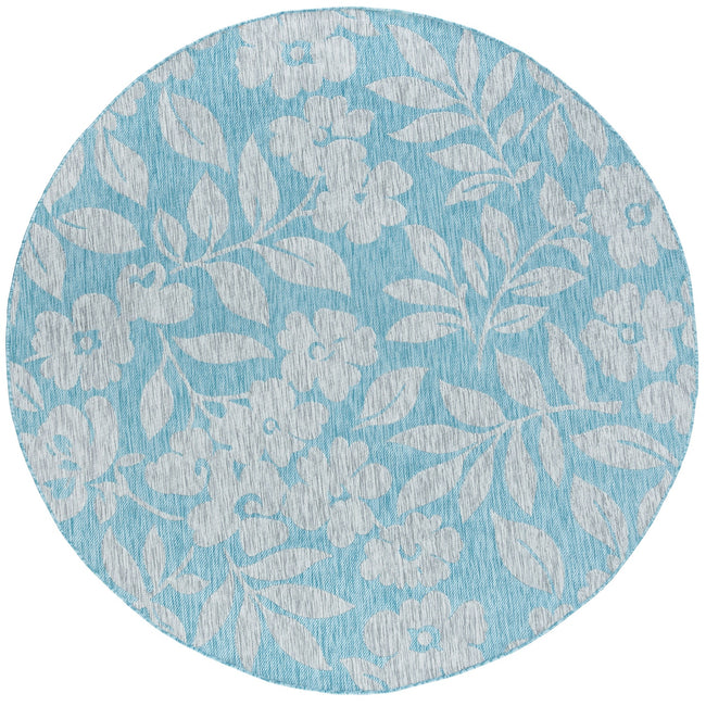 Neveah Contemporary Floral Aqua Round Area Rug - 5'3" Round