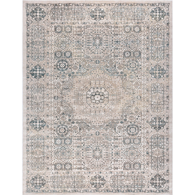 Oweysa Transitional Oriental Gray Rectangle Area Rug  - 5'3" x 7'3"