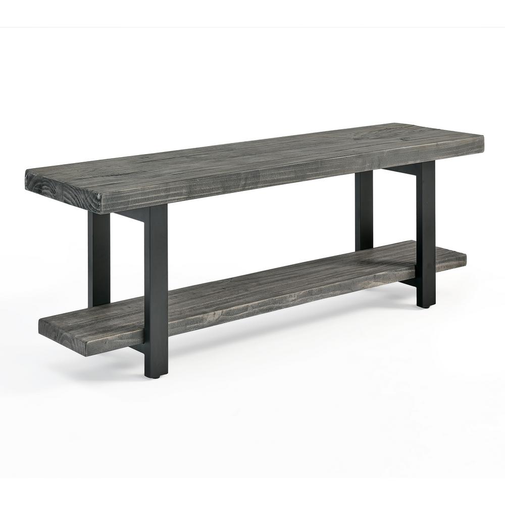 Pomona Metal and Wood Bench - Slate Gray