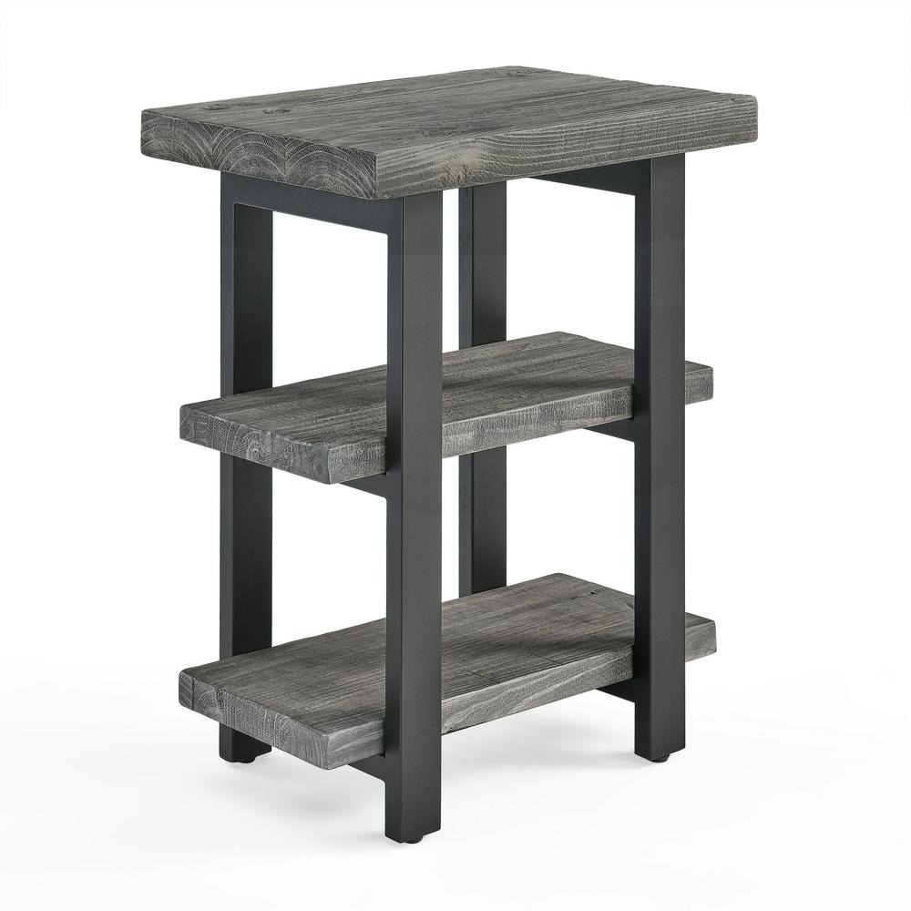 Pomona Metal and Wood 2-Shelf End Table - Slate Gray