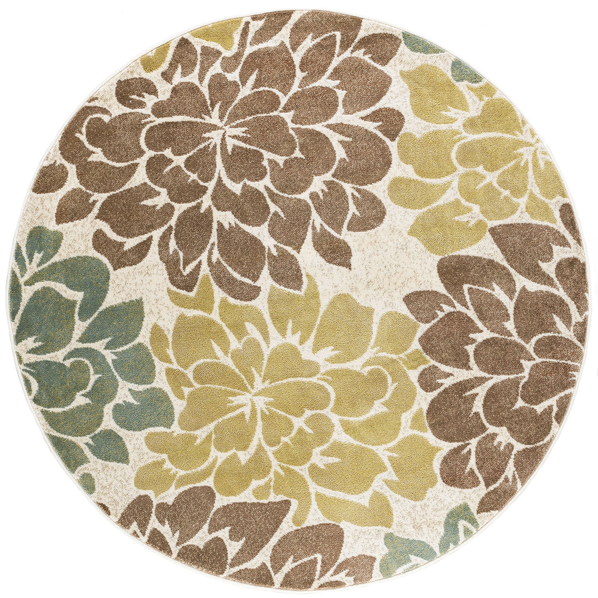 Molly Transitional Floral Ivory Round Area Rug - 5'3" Round