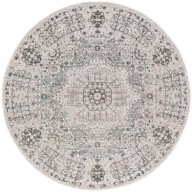 Oweysa Transitional Oriental Gray Round Area Rug - 5'3" Round