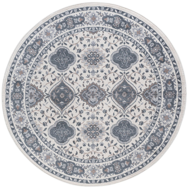 Syracuse Traditional Oriental Cream Round Area Rug - 5'3" Round