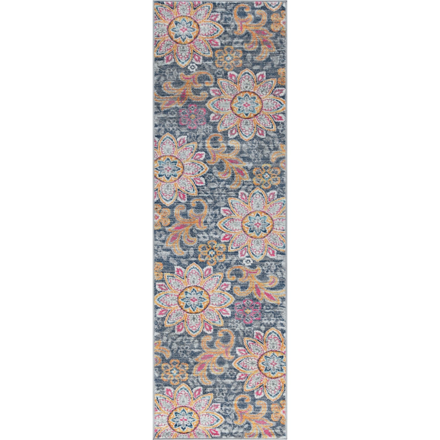 Bryne Transitional Floral Pink Runner Rug  - 2'3" x 7'6"