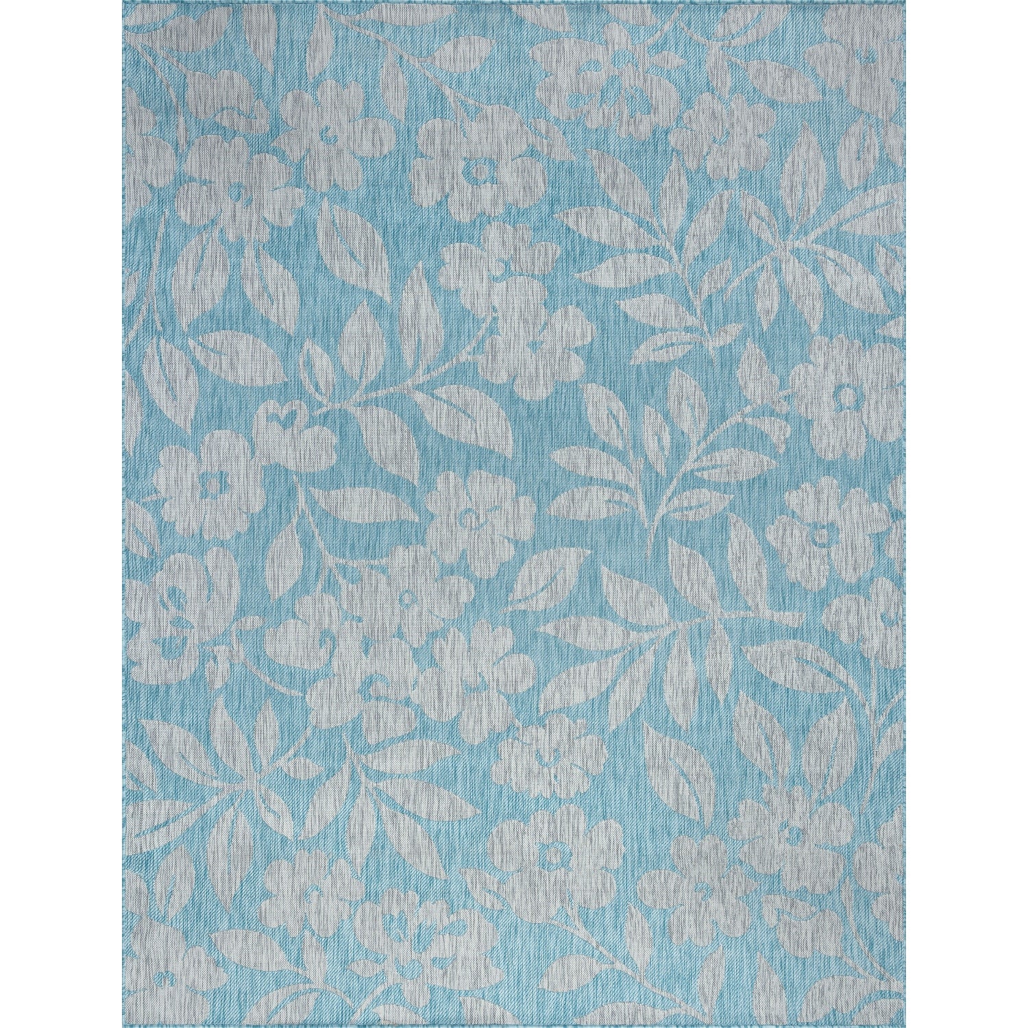 Neveah Contemporary Floral Aqua Rectangle Area Rug  - 5'3" x 7'3"