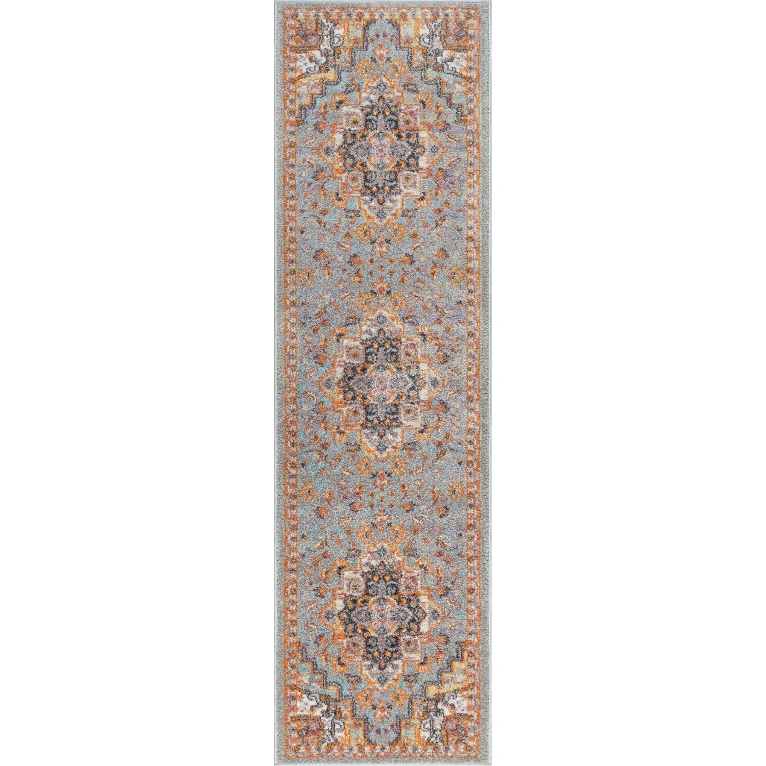 Londyn Traditional Oriental Gray Runner Rug  - 2'3" x 12'