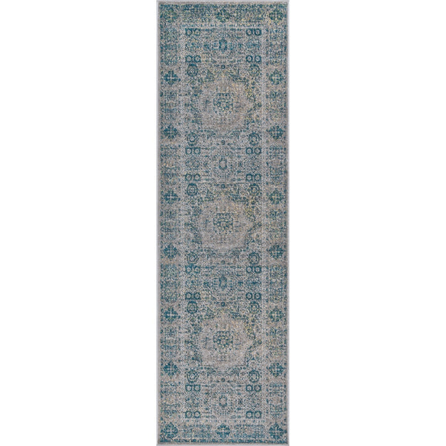 Oweysa Transitional Oriental Blue Runner Rug  - 2'3" x 7'3"