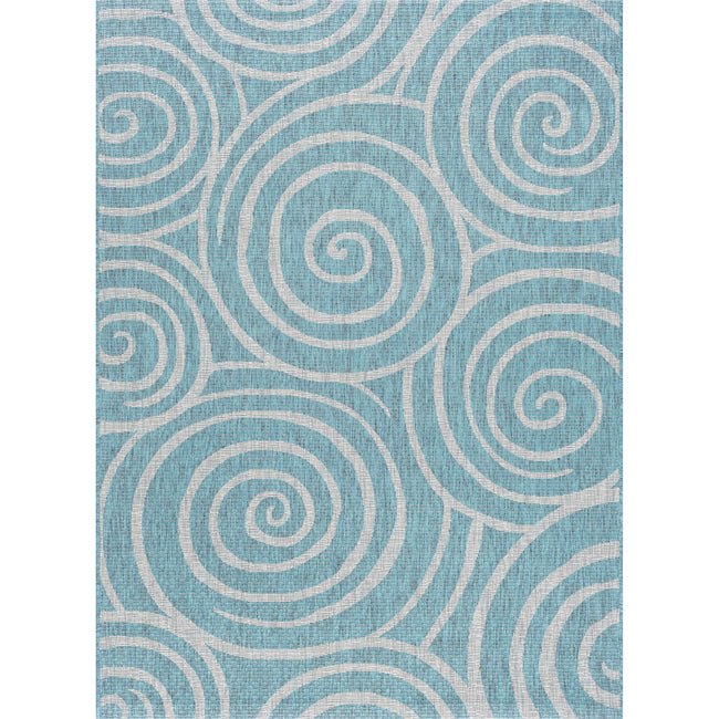 Varya Transitional Abstract Seafoam Rectangle Area Rug  - 5'3" x 7'3"