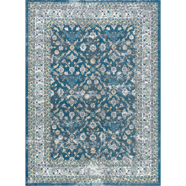 Lucia Traditional Oriental Navy Rectangle Area Rug  - 5'3" x 7'3"